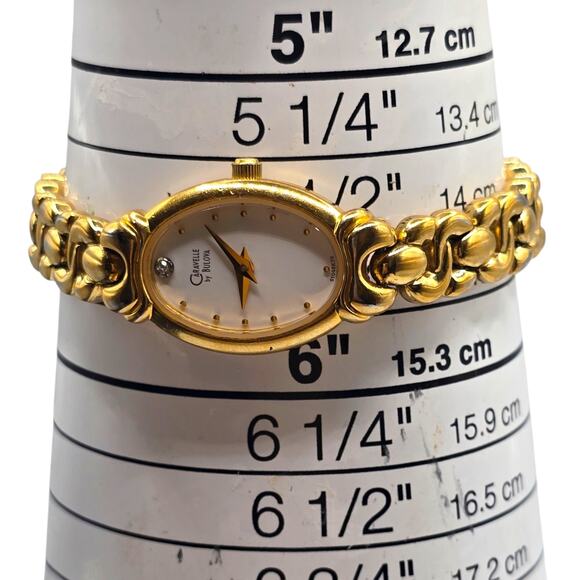 Caravelle By BULOVA Women Wristwatch White Bazel Analog Quartz Movement Gold Ton - Picture 4 of 10